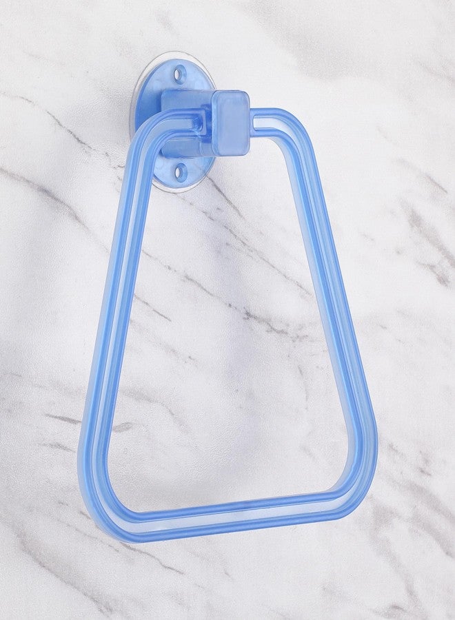 iSTAR Self Adhesive Sticker ABS Plastic Hand Towel Ring Holder for Bathroom Washbasin Triangle Towel Hanger Unbreakable Napkin Holder Stand for Kitchen Bathroom Accessroies, (Blue) Pack of 1 - Image 1